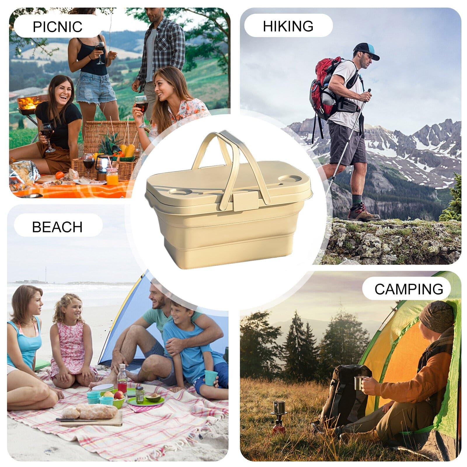 3 In 1 Folding Camping Storage Box Outdoor Food Fruit Container Picnic Table Basket-Outdoor &gt; Picnic-PEROZ Accessories