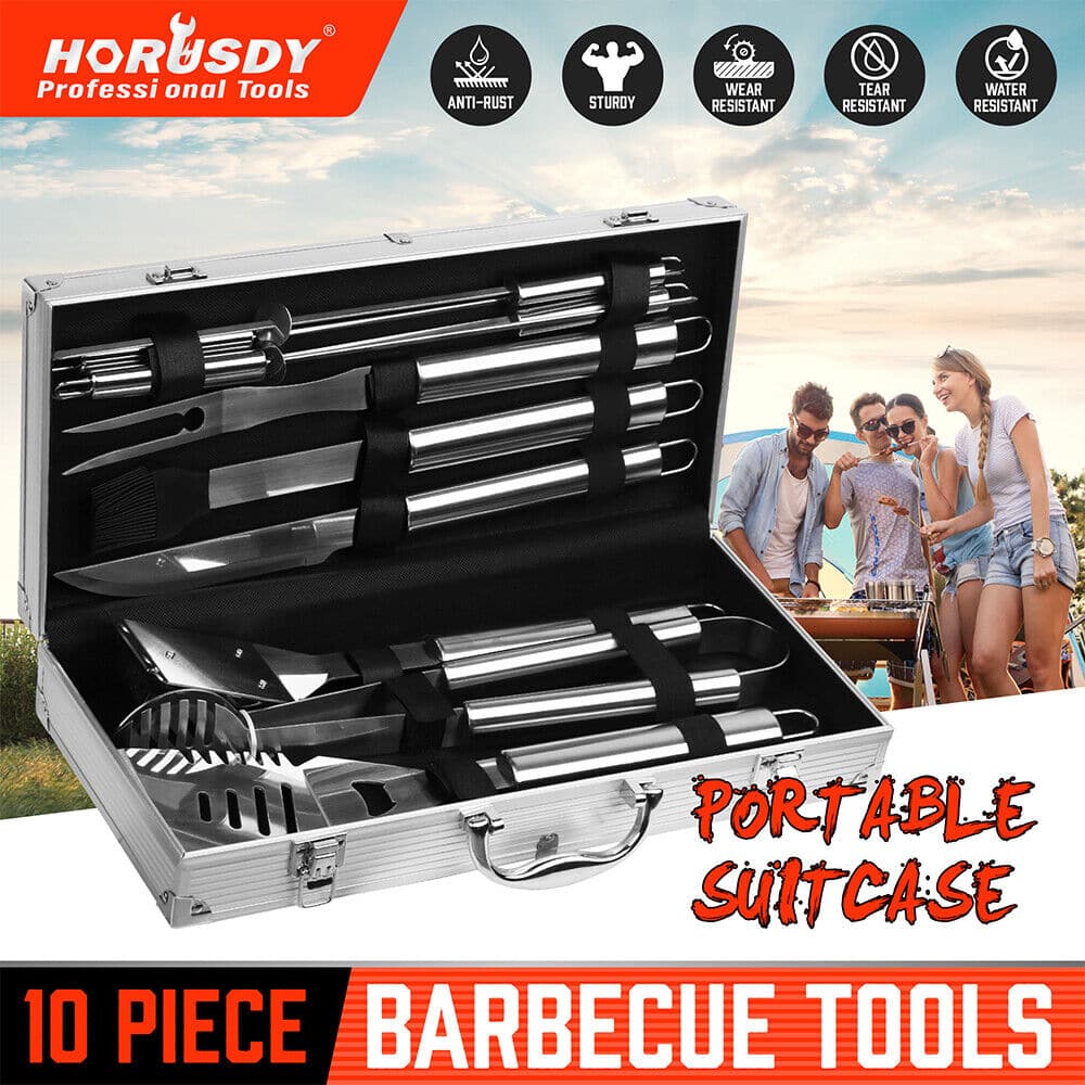 10Pcs BBQ Tool Set Stainless Steel Outdoor Barbecue Aluminium Grill Cook kitchen-Home &amp; Garden &gt; BBQ-PEROZ Accessories