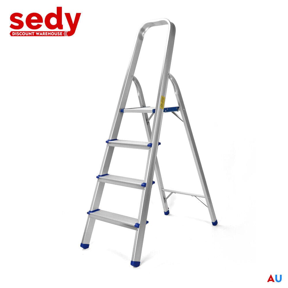 4 Step Ladder Multi Purpose Foldable Folding Aluminium Home Office Shop-Home &amp; Garden-PEROZ Accessories