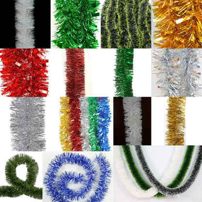 5x 2.5m Christmas Tinsel Xmas Garland Sparkly Snowflake Party Natural Home Décor, White Pearlescent-Occasions &gt; Christmas-PEROZ Accessories