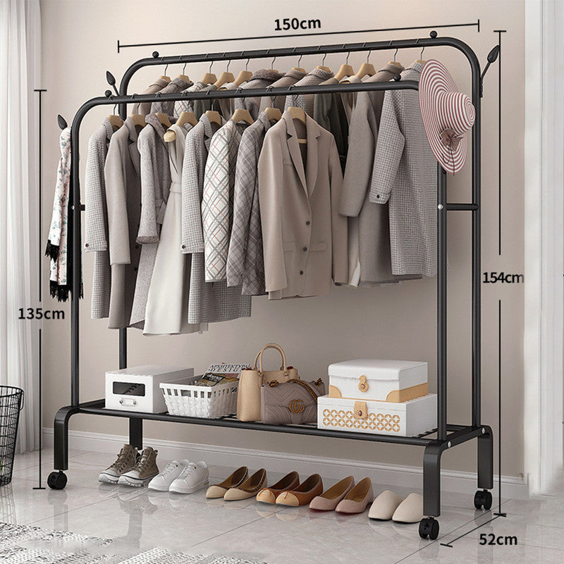 Double Clothes Rack Steel Garment Coat Hanger Stand Closet Shoes Storage Shelf-Home &amp; Garden &gt; Storage-PEROZ Accessories
