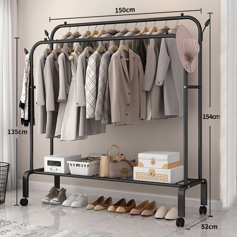 Double Clothes Rack Steel Garment Coat Hanger Stand Closet Shoes Storage Shelf-Home &amp; Garden &gt; Storage-PEROZ Accessories