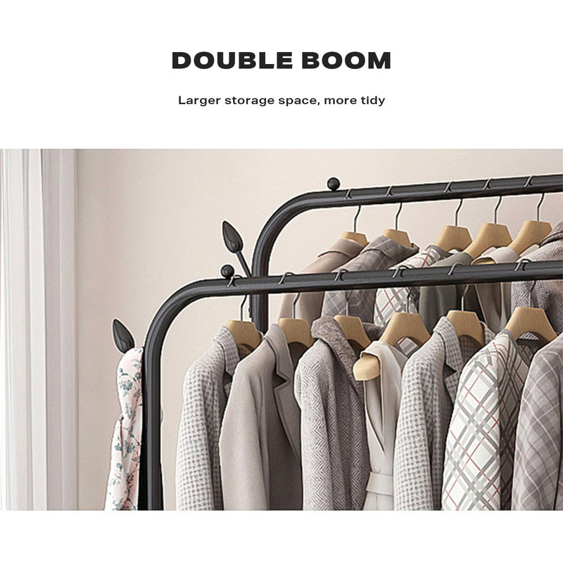 Double Clothes Rack Steel Garment Coat Hanger Stand Closet Shoes Storage Shelf-Home &amp; Garden &gt; Storage-PEROZ Accessories