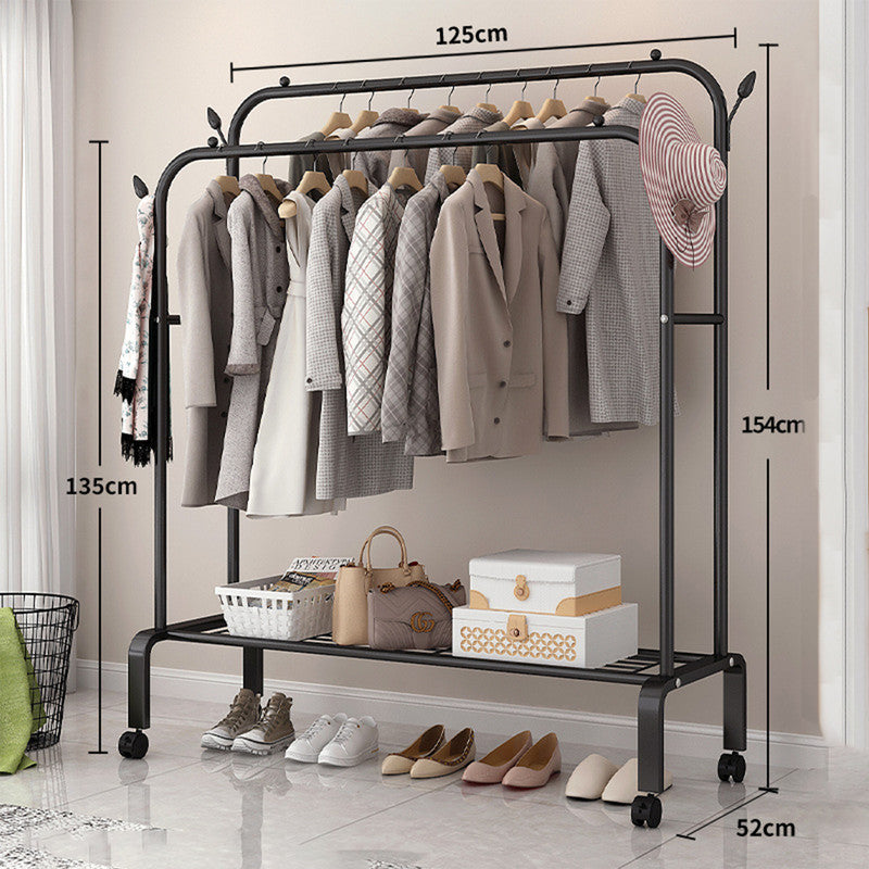 Double Clothes Rack Steel Garment Coat Hanger Stand Closet Shoes Storage Shelf-Home &amp; Garden &gt; Storage-PEROZ Accessories