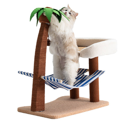 Wood coconut tree hammock cat bed dog bed cat scratching post toy pet nest-Pet Care &gt; Dog Supplies-PEROZ Accessories