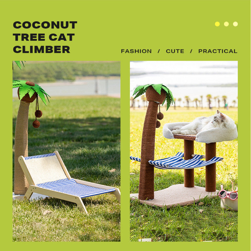 Wood coconut tree hammock cat bed dog bed cat scratching post toy pet nest-Pet Care &gt; Dog Supplies-PEROZ Accessories