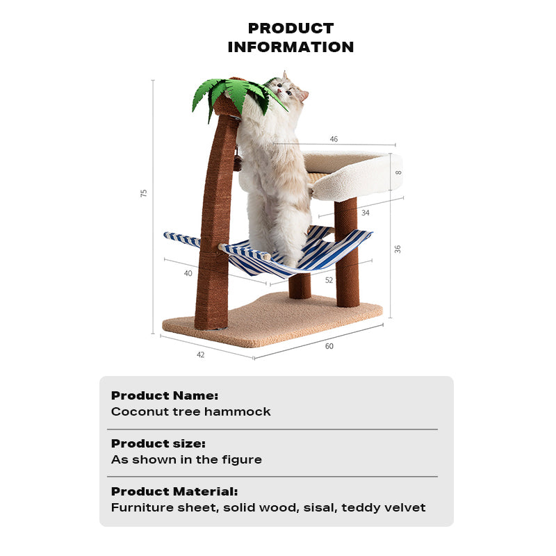 Wood coconut tree hammock cat bed dog bed cat scratching post toy pet nest-Pet Care &gt; Dog Supplies-PEROZ Accessories