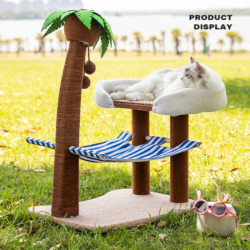 Wood coconut tree hammock cat bed dog bed cat scratching post toy pet nest-Pet Care &gt; Dog Supplies-PEROZ Accessories