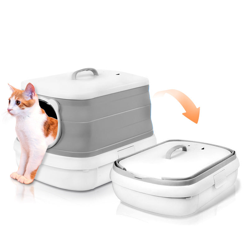 Large Foldable Cat Litter Box Plastic Toilet Easy Cleaning-Pet Care &gt; Cat Supplies-PEROZ Accessories