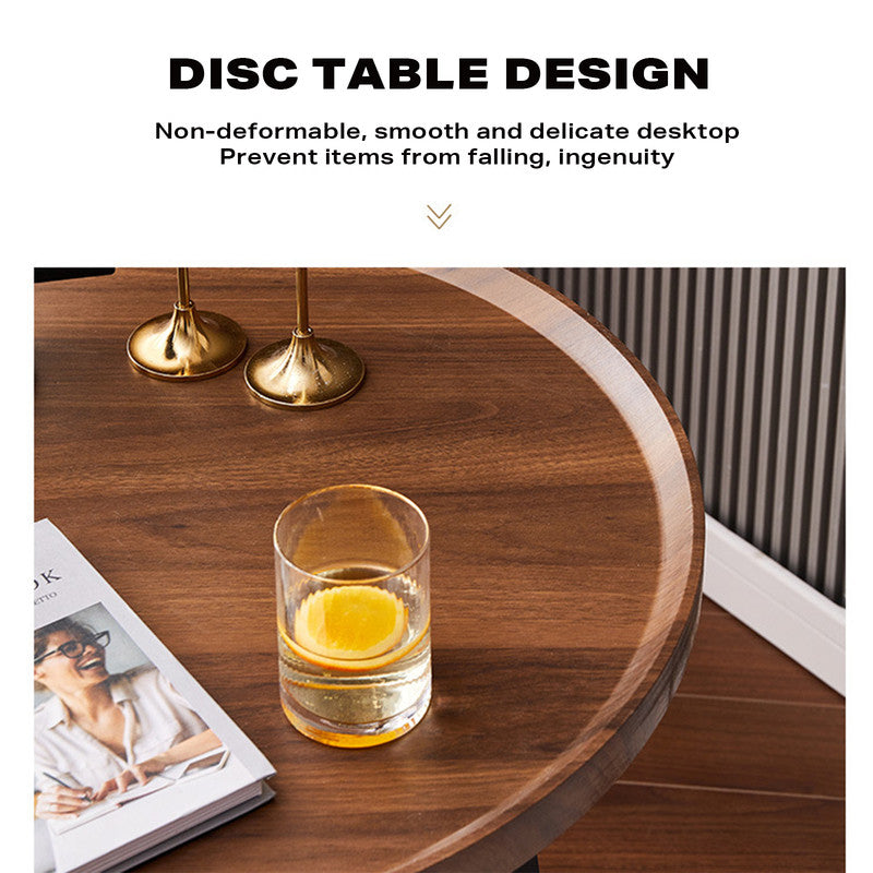 Side Round Coffee Table Retro 2-Tier Wooden Industrial Style-Electronics &gt; Computers &amp; Tablets-PEROZ Accessories