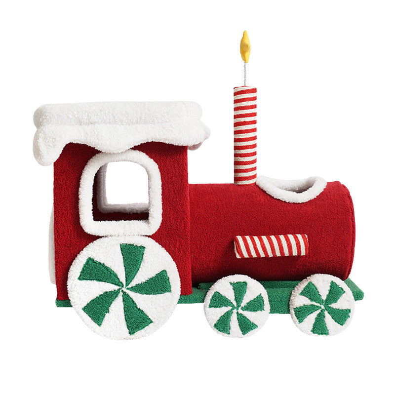 Christmas Gift Train Cat Tree Cat nest Integrated Cat Nest Toy Scratching Post-Cat Trees-PEROZ Accessories