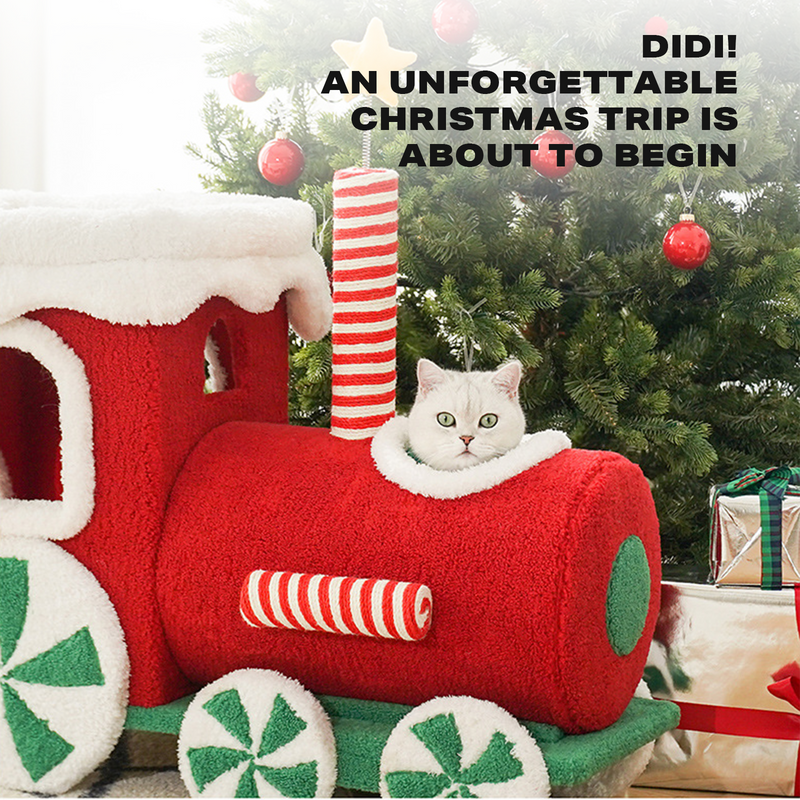 Christmas Gift Train Cat Tree Cat nest Integrated Cat Nest Toy Scratching Post-Cat Trees-PEROZ Accessories