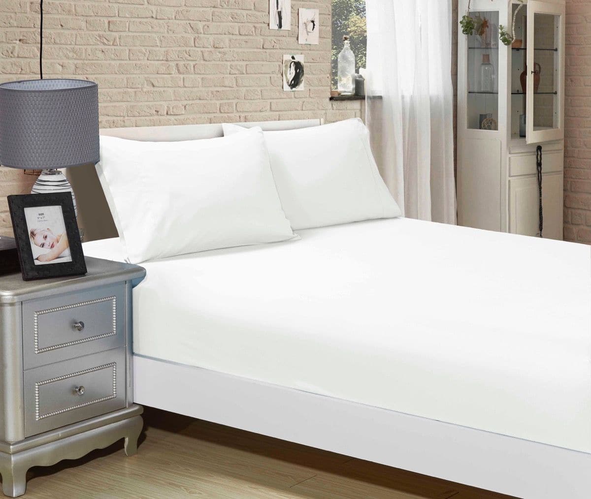 1000TC Ultra Soft Fitted Sheet &amp; 2 Pillowcases Set - King Size Bed - White-Home &amp; Garden &gt; Bedding-PEROZ Accessories