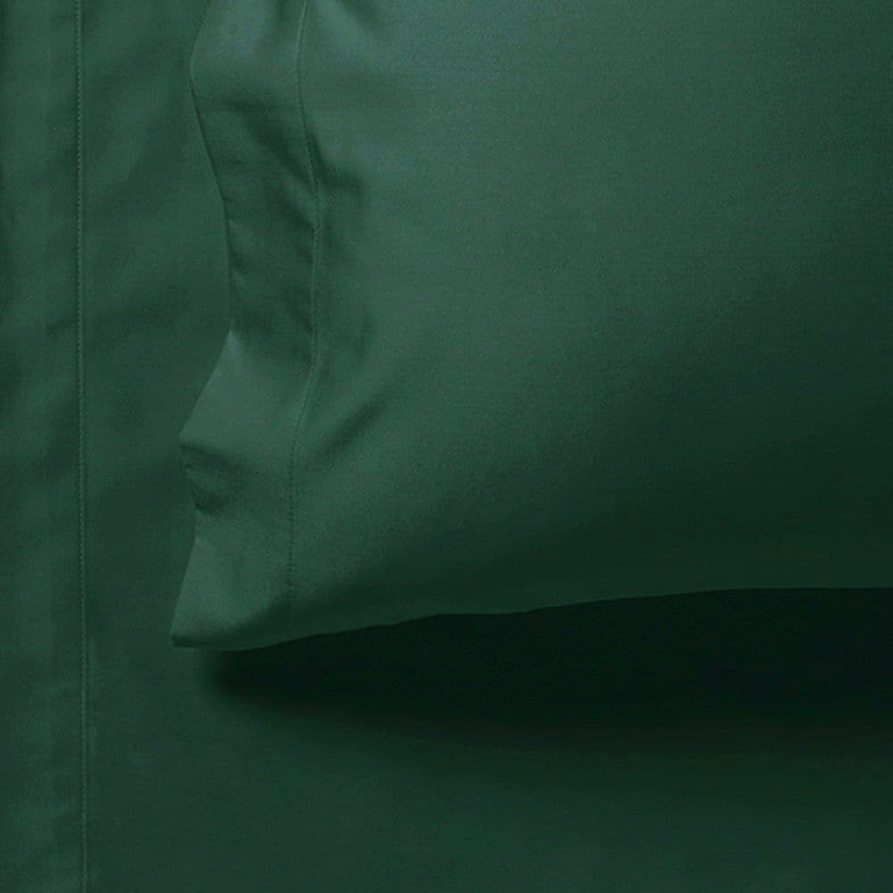 1000TC Ultra Soft Fitted Sheet &amp; 2 Pillowcases Set - King Size Bed - Dark Green-Home &amp; Garden &gt; Bedding-PEROZ Accessories