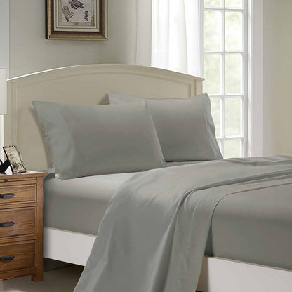 1000TC Ultra Soft King Size Bed Grey Flat &amp; Fitted Sheet Set-Home &amp; Garden &gt; Bedding-PEROZ Accessories