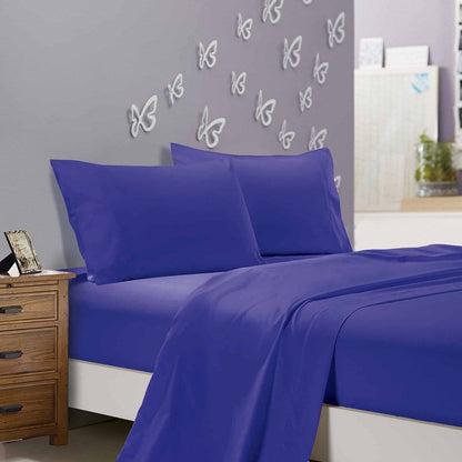 1000TC Ultra Soft King Single Size Bed Royal Blue Flat &amp; Fitted Sheet Set-Home &amp; Garden &gt; Bedding-PEROZ Accessories