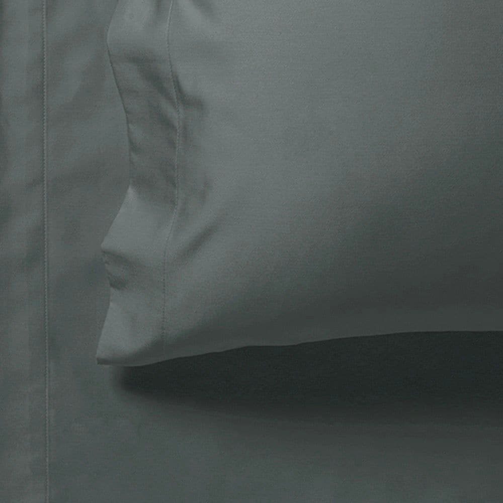 1000TC Ultra Soft Fitted Sheet &amp; 2 Pillowcases Set - Queen Size Bed - Charcoal-Home &amp; Garden &gt; Bedding-PEROZ Accessories