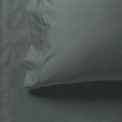 1000TC Ultra Soft Fitted Sheet &amp; 2 Pillowcases Set - Queen Size Bed - Charcoal-Home &amp; Garden &gt; Bedding-PEROZ Accessories