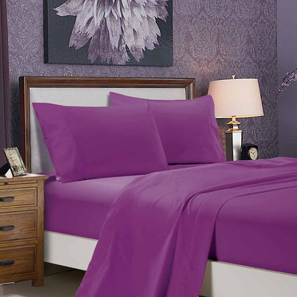 1000TC Ultra Soft Queen Size Bed Purple Flat &amp; Fitted Sheet Set-Home &amp; Garden &gt; Bedding-PEROZ Accessories
