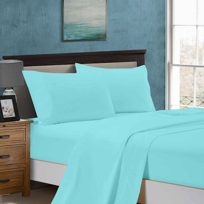 1000TC Queen Size Bed Soft Flat &amp; Fitted Sheet Set Aqua-Home &amp; Garden &gt; Bedding-PEROZ Accessories