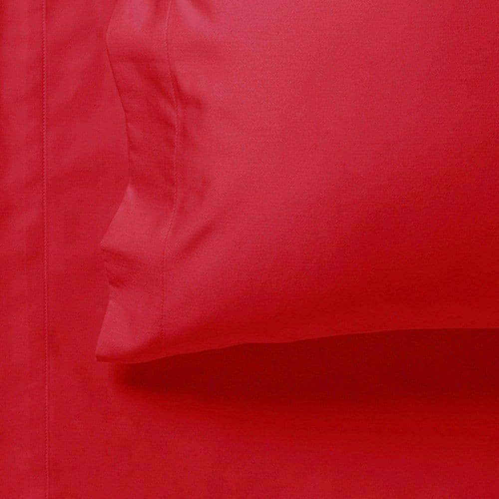 1000TC Ultra Soft Fitted Sheet &amp; Pillowcase Set - Single Size Bed - Red-Home &amp; Garden &gt; Bedding-PEROZ Accessories