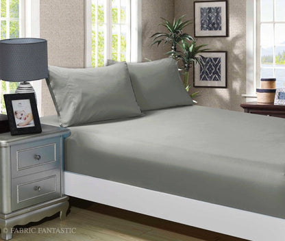 1000TC Ultra Soft Fitted Sheet &amp; Pillowcase Set - Single Size Bed -Grey-Home &amp; Garden &gt; Bedding-PEROZ Accessories