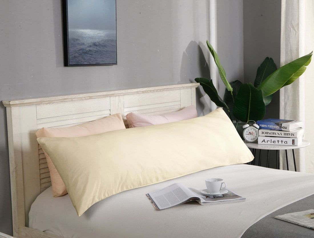 1000TC Premium Ultra Soft Body Pillowcase - Yellow Cream-Home &amp; Garden &gt; Bedding-PEROZ Accessories