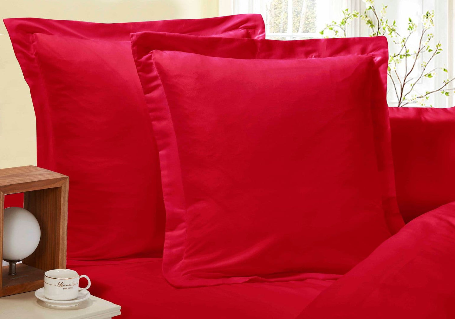 1000TC Premium Ultra Soft European Pillowcases 2-Pack Red-Home &amp; Garden &gt; Bedding-PEROZ Accessories