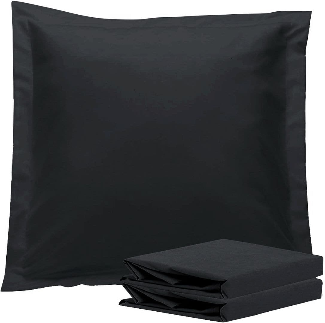 1000TC Premium Ultra Soft European Pillowcases 2-Pack Black-Home &amp; Garden &gt; Bedding-PEROZ Accessories