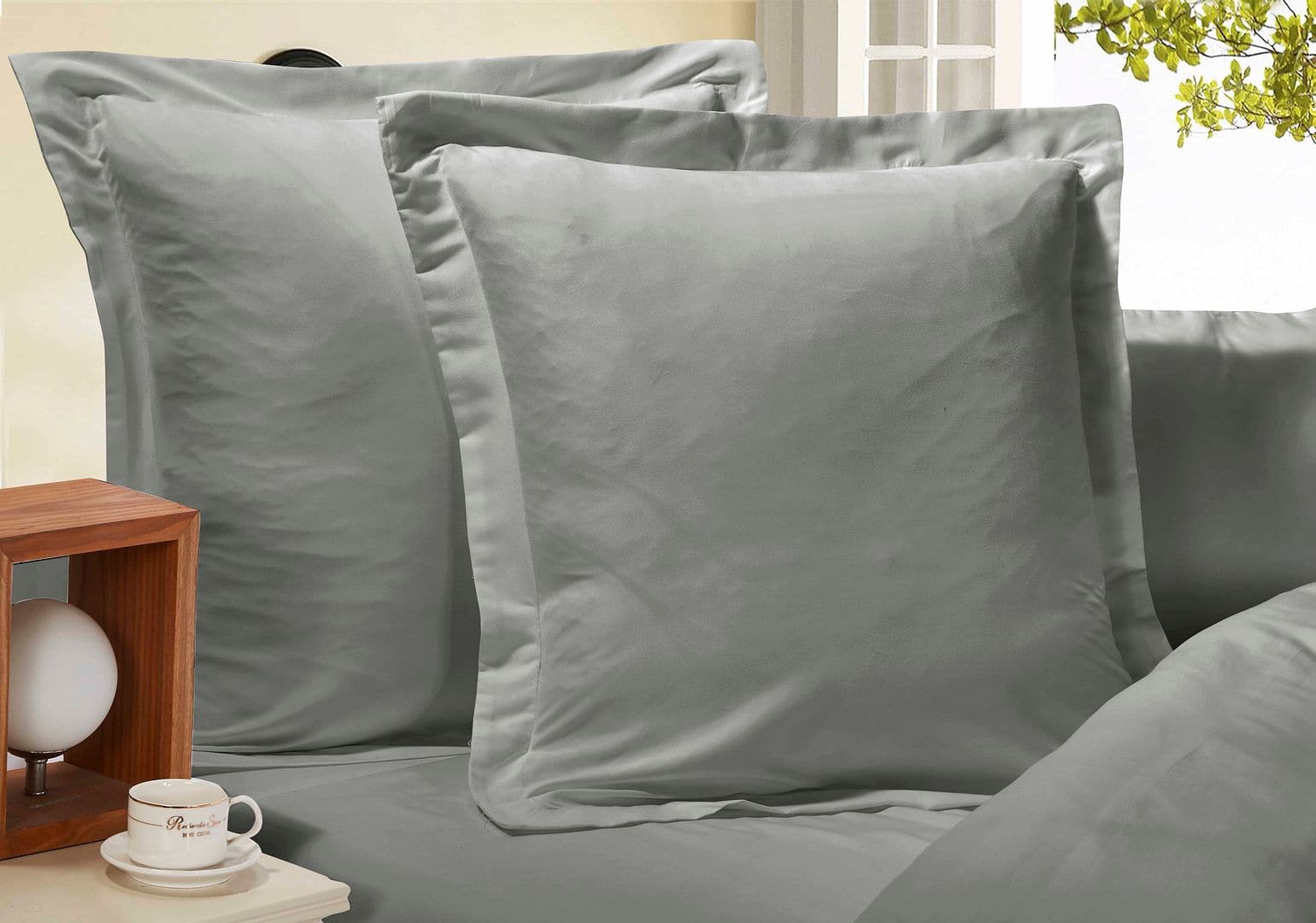 1000TC Premium Ultra Soft European Pillowcases 2-Pack Grey-Home &amp; Garden &gt; Bedding-PEROZ Accessories