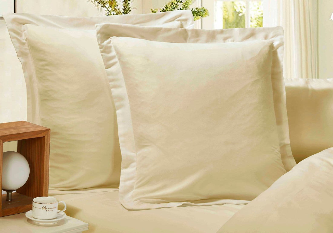 1000TC Premium Ultra Soft European Pillowcases 2-Pack Yellow Cream-Home &amp; Garden &gt; Bedding-PEROZ Accessories
