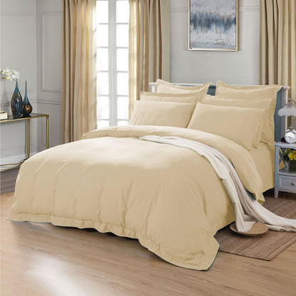 1000TC Tailored King Size Yellow Cream Duvet Doona Quilt Cover Set-Home &amp; Garden &gt; Bedding-PEROZ Accessories
