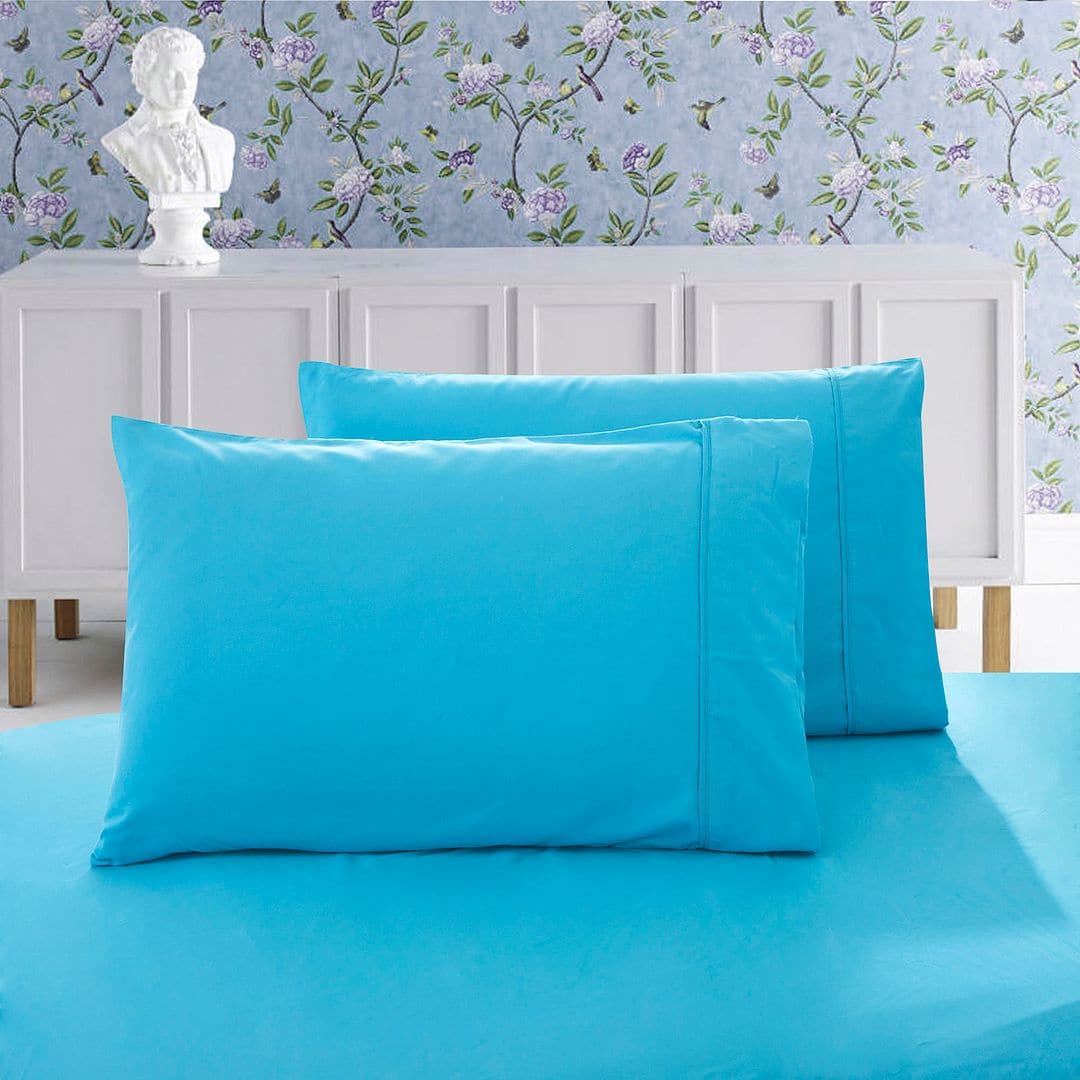 1000TC Premium Ultra Soft King size Pillowcases 2-Pack - Light Blue-Home &amp; Garden &gt; Bedding-PEROZ Accessories