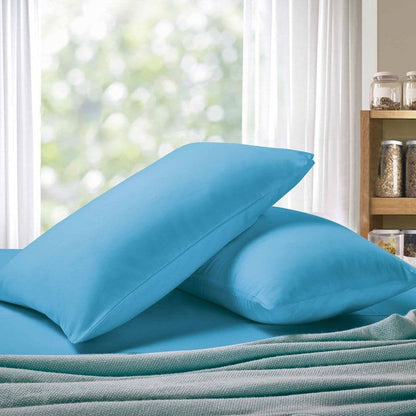 1000TC Premium Ultra Soft King size Pillowcases 2-Pack - Light Blue-Home &amp; Garden &gt; Bedding-PEROZ Accessories