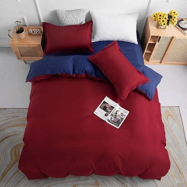 1000TC Reversible Queen Size Blue and Red Duvet Doona Quilt Cover Set-Home &amp; Garden &gt; Bedding-PEROZ Accessories
