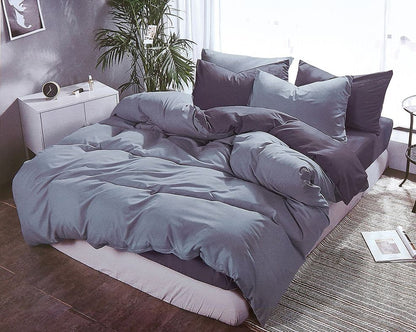 1000TC Reversible Super King Size Grey Duvet Doona Quilt Cover Set-Home &amp; Garden &gt; Bedding-PEROZ Accessories