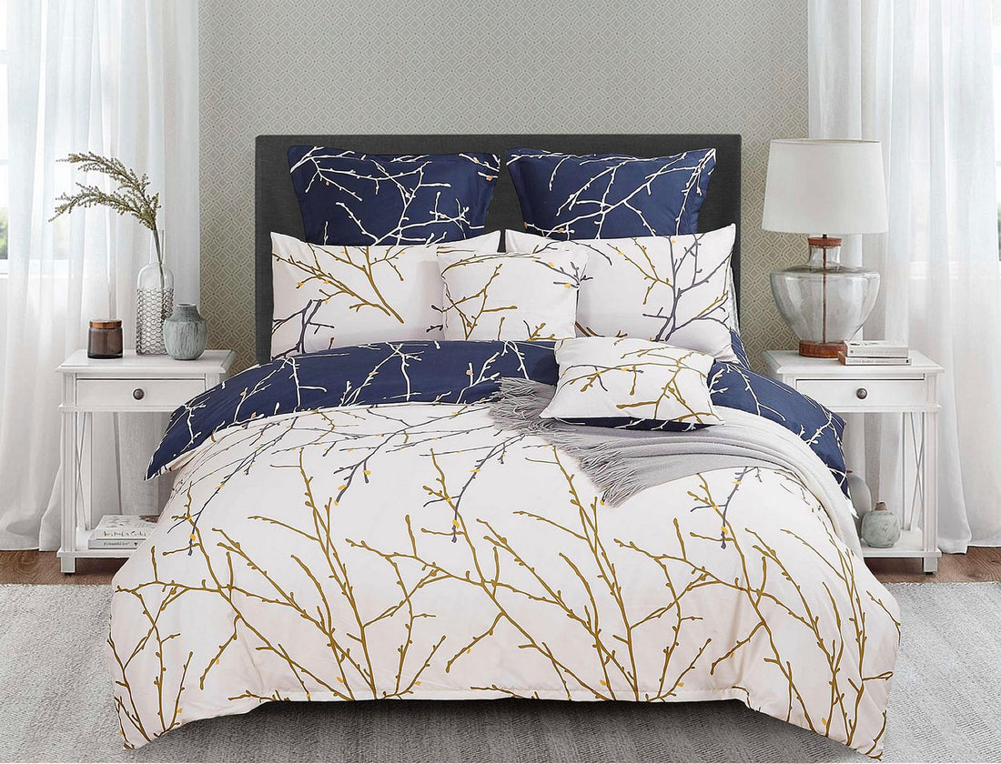 Tree Reversible Double SizeQuilt/Doona/Duvet Cover Set - Beige-Home &amp; Garden &gt; Bedding-PEROZ Accessories