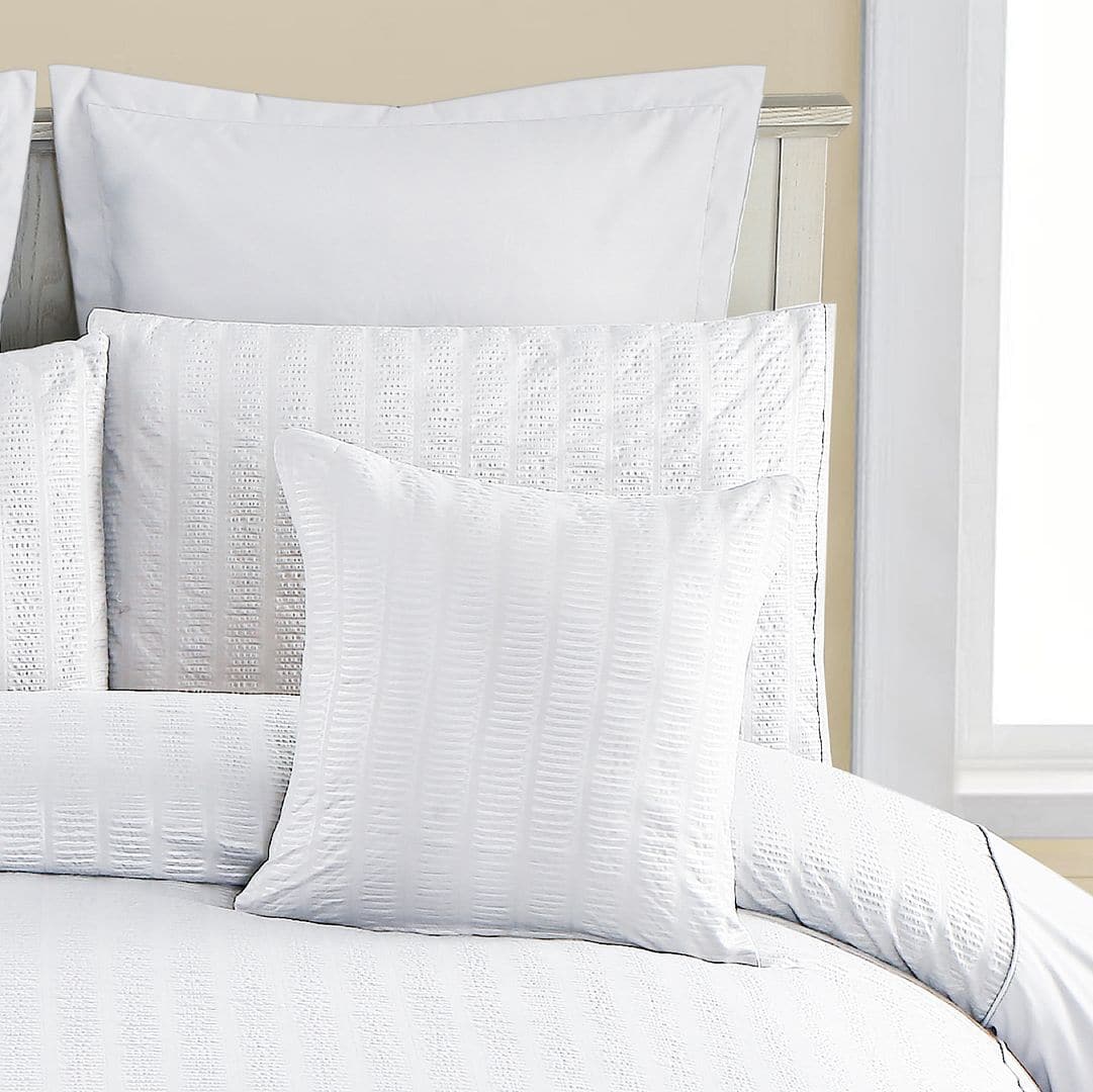 1000TC Premium Ultra Soft Seersucker Cushion Covers - 2 Pack - White-Home &amp; Garden &gt; Bedding-PEROZ Accessories