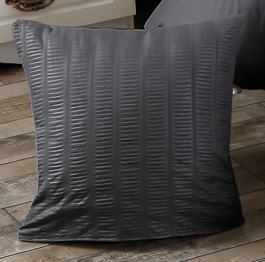 1000TC Premium Ultra Soft Seersucker Cushion Covers - 2 Pack - Charcoal-Home &amp; Garden &gt; Bedding-PEROZ Accessories