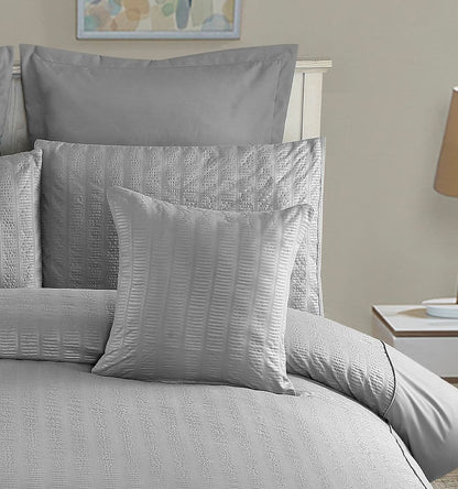 1000TC Premium Ultra Soft Seersucker Cushion Covers - 2 Pack - Grey-Home &amp; Garden &gt; Bedding-PEROZ Accessories