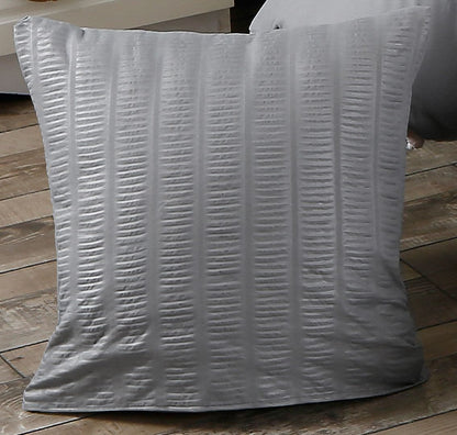 1000TC Premium Ultra Soft Seersucker Cushion Covers - 2 Pack - Grey-Home &amp; Garden &gt; Bedding-PEROZ Accessories