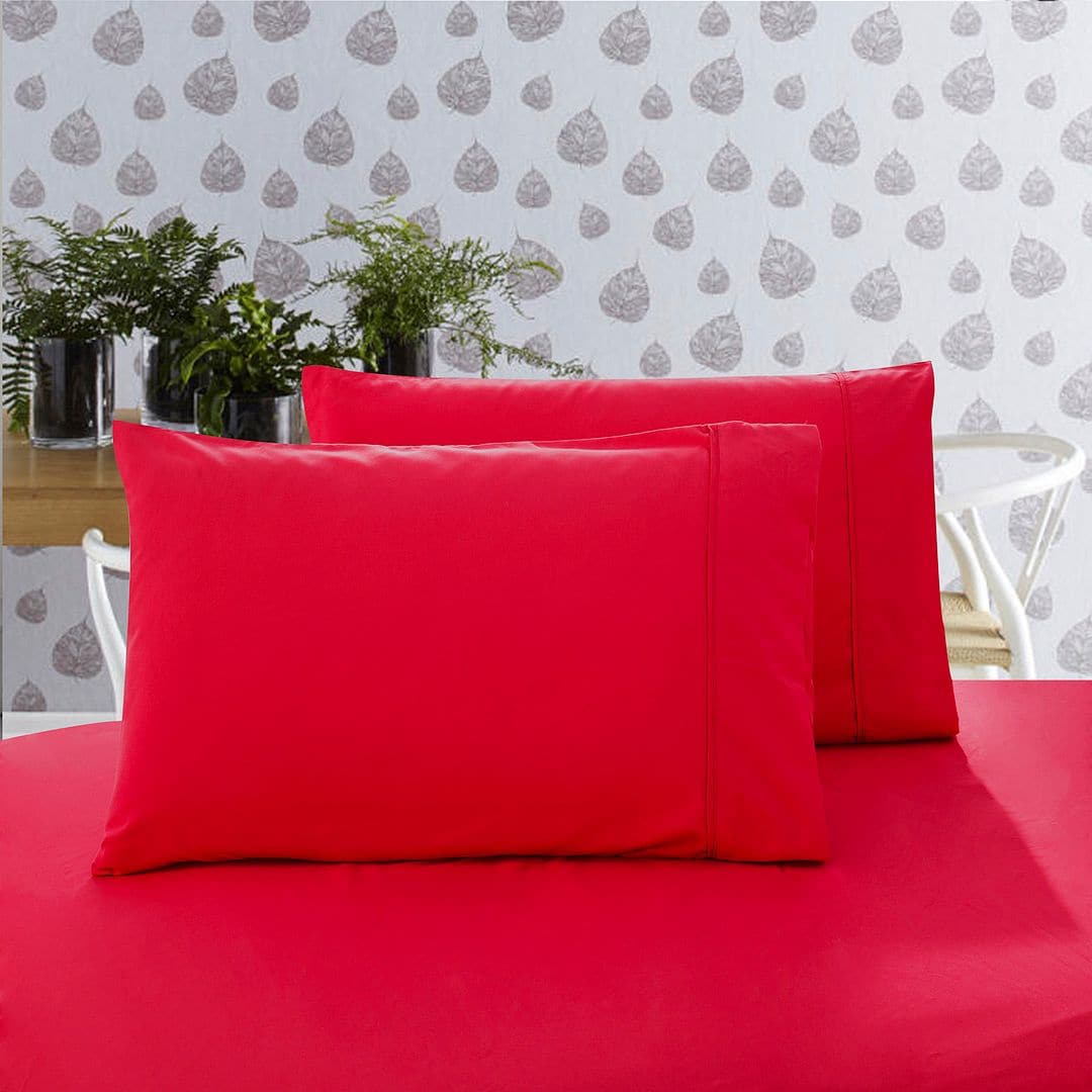 1000TC Premium Ultra Soft Queen size Pillowcases 2-Pack - Red-Home &amp; Garden &gt; Bedding-PEROZ Accessories