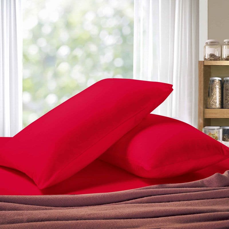 1000TC Premium Ultra Soft Queen size Pillowcases 2-Pack - Red-Home &amp; Garden &gt; Bedding-PEROZ Accessories