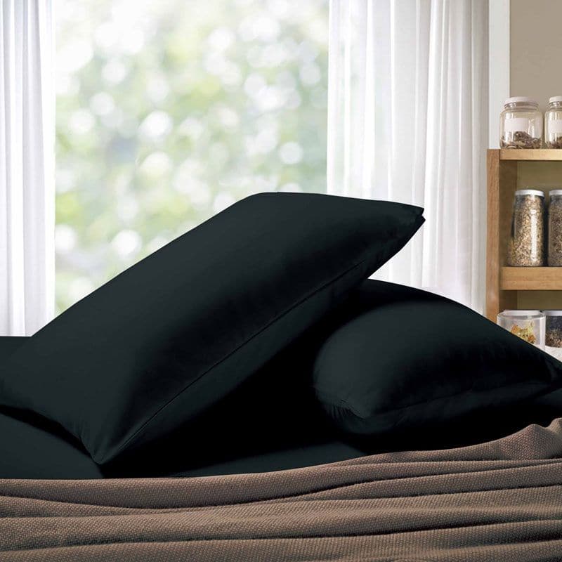 1000TC Premium Ultra Soft Queen size Pillowcases 2-Pack - Black-Home &amp; Garden &gt; Bedding-PEROZ Accessories