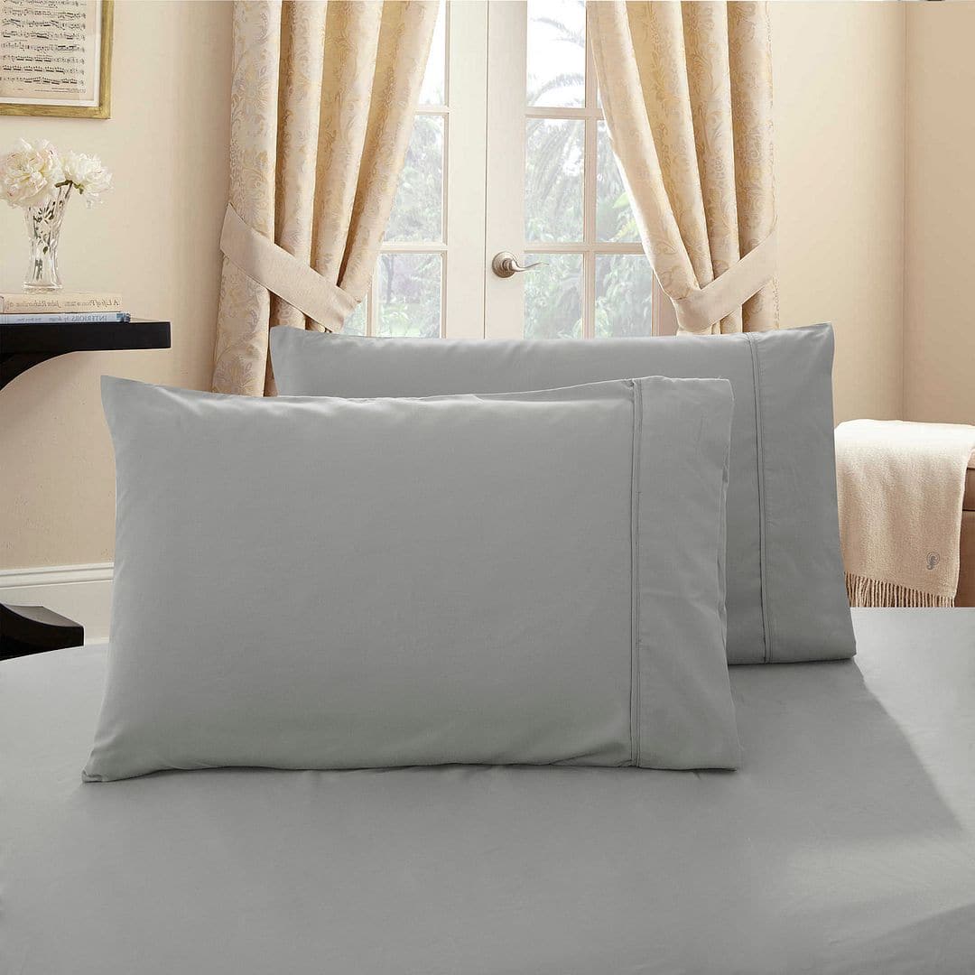 1000TC Premium Ultra Soft Queen size Pillowcases 2-Pack - Grey-Home &amp; Garden &gt; Bedding-PEROZ Accessories