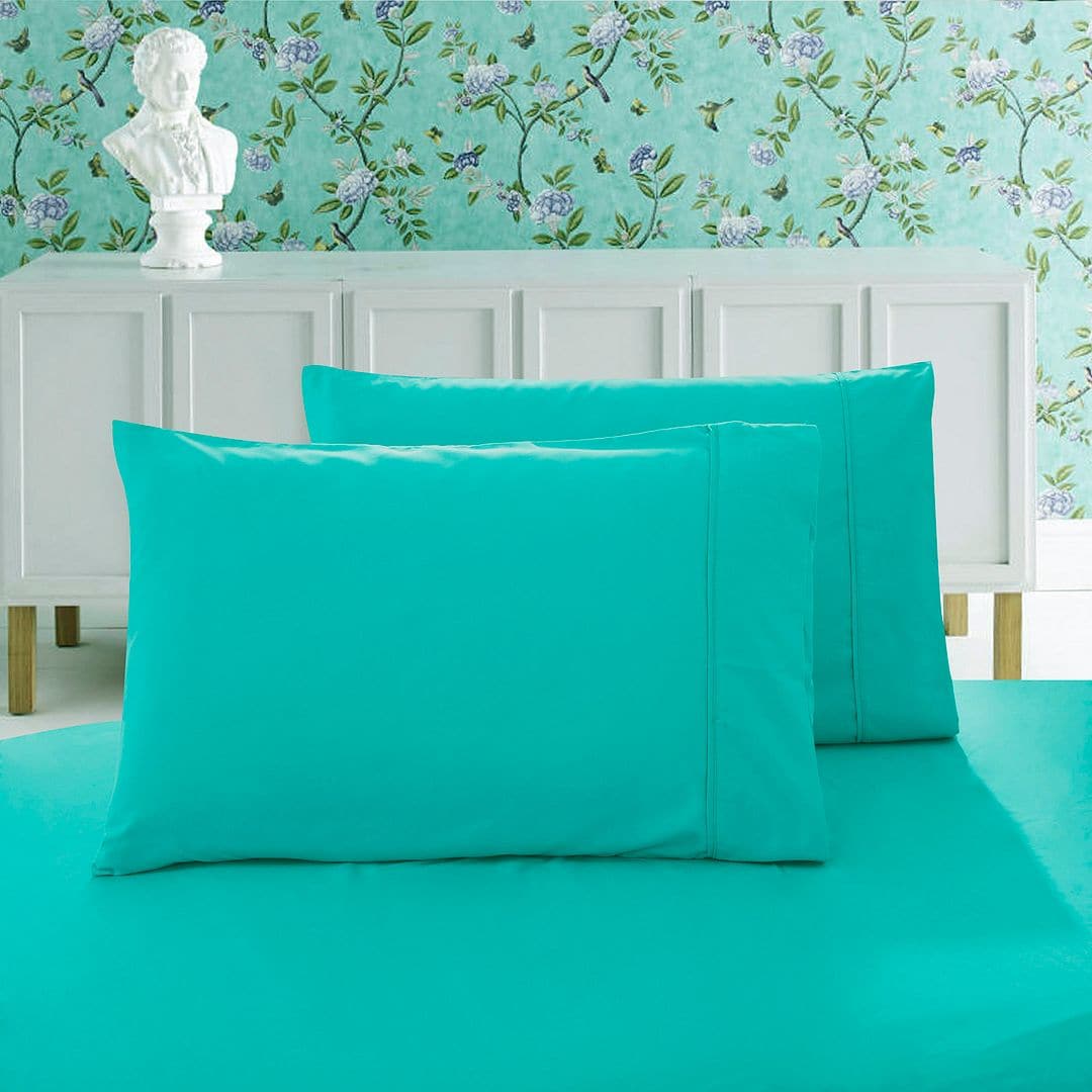 1000TC Premium Ultra Soft Queen size Pillowcases 2-Pack - Teal-Home &amp; Garden &gt; Bedding-PEROZ Accessories