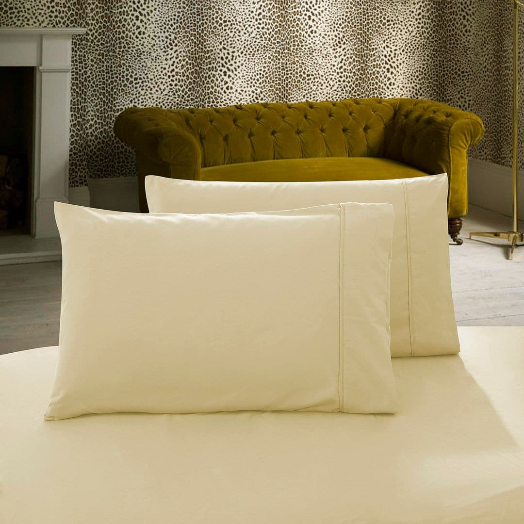 1000TC Premium Ultra Soft Queen size Pillowcases 2-Pack - Yellow Cream-Home &amp; Garden &gt; Bedding-PEROZ Accessories
