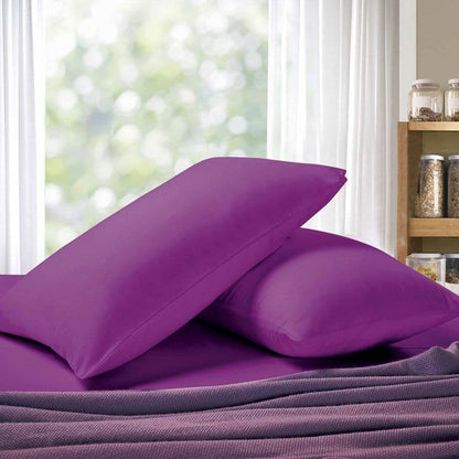 1000TC Premium Ultra Soft Standrad size Pillowcases 2-Pack - Purple-Home &amp; Garden &gt; Bedding-PEROZ Accessories