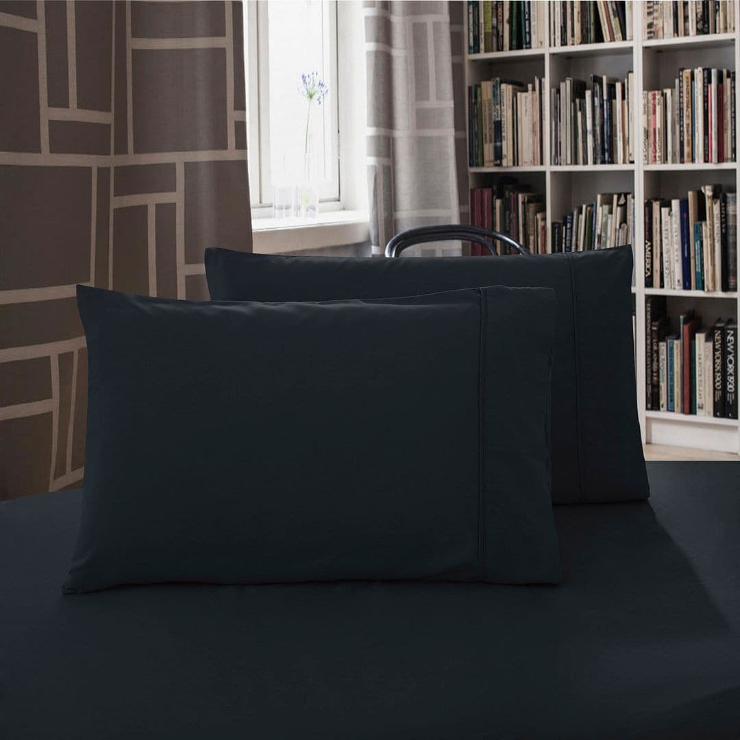 1000TC Premium Ultra Soft Standrad size Pillowcases 2-Pack - Black-Home &amp; Garden &gt; Bedding-PEROZ Accessories