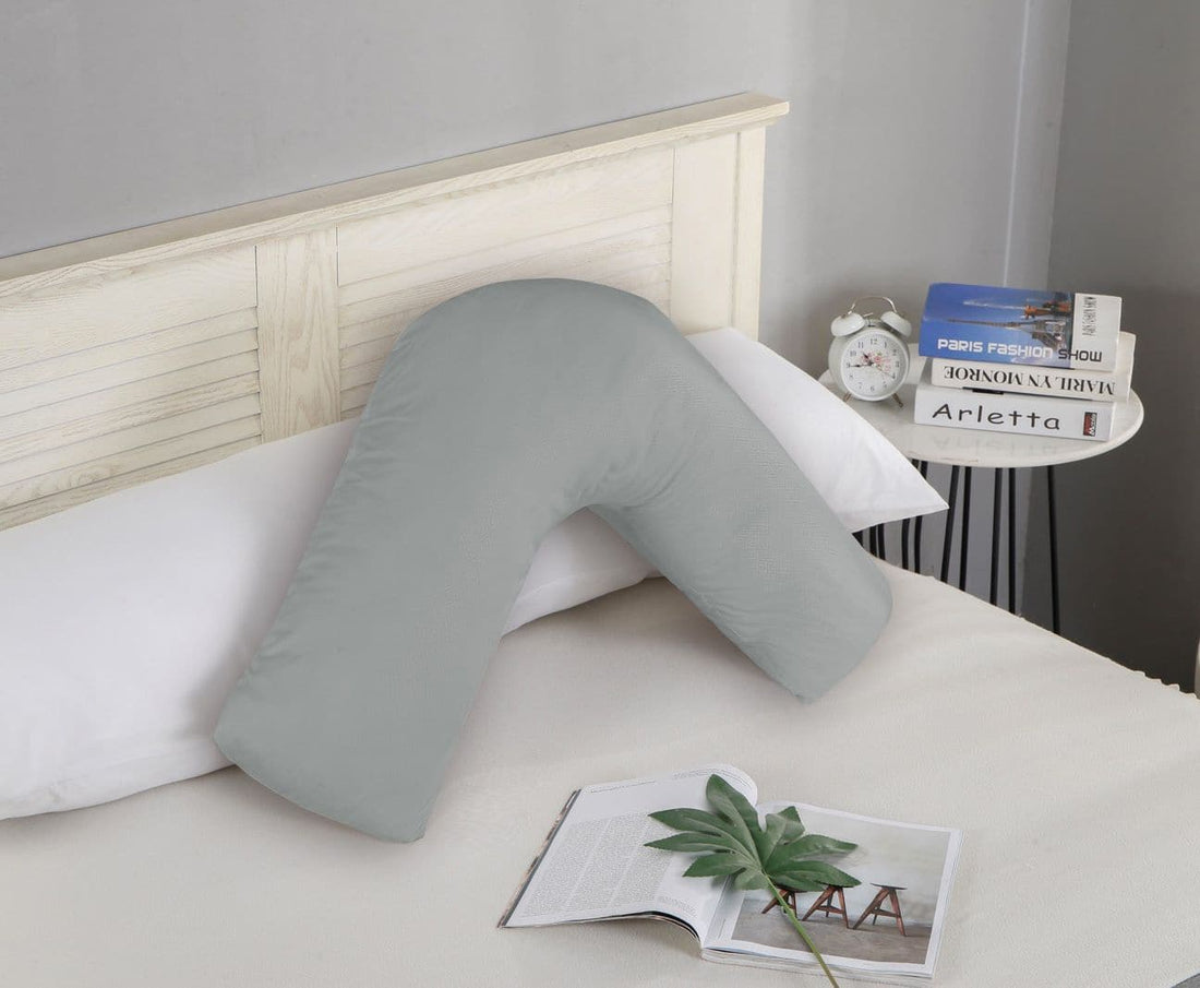 1000TC Premium Ultra Soft V SHAPE Pillowcase - Grey-Home &amp; Garden &gt; Bedding-PEROZ Accessories